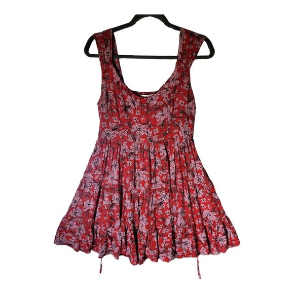 Band of Gypsies Red & Pink Boho Floral Dress Size Medium - Picture 1 of 11
